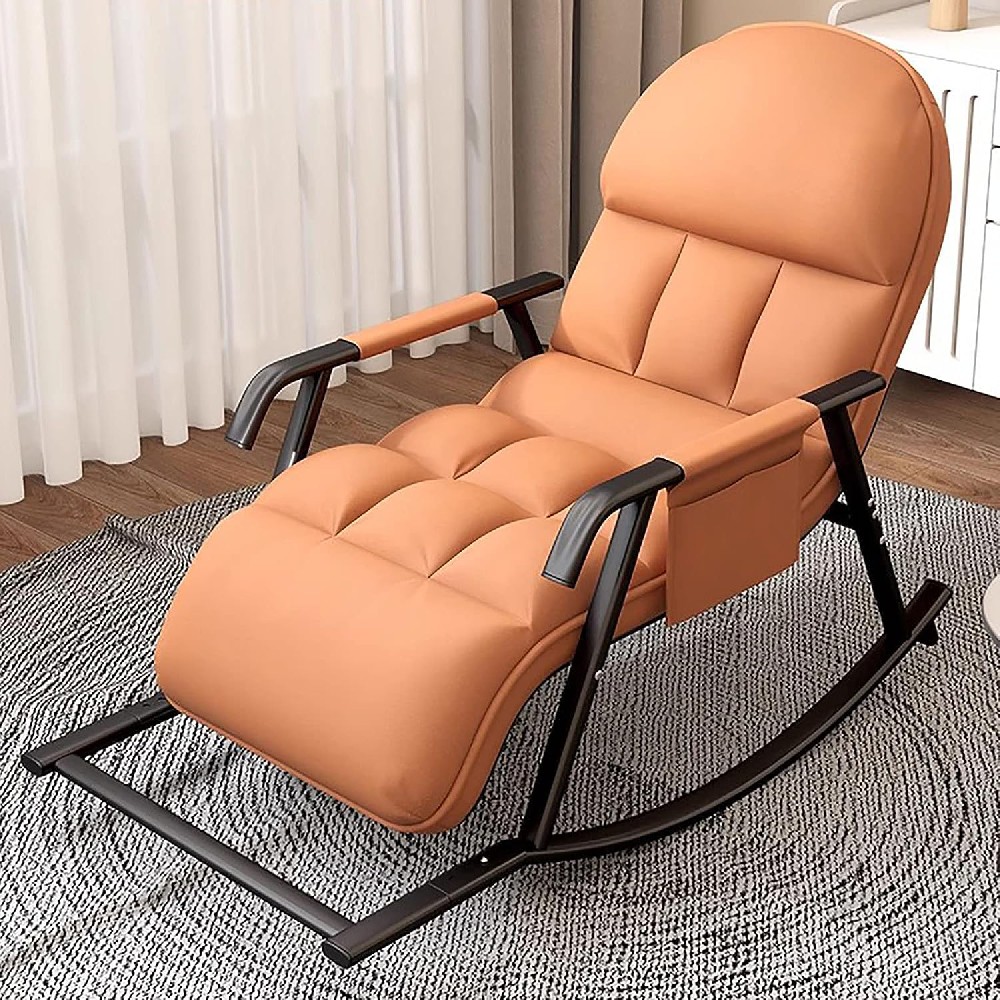 Relax with rocking chair, multifunctional adjustable footrest, waterproof/stain resistant perfect recliner sofa, rocking chair sofa with side pockets for living room, bedroom.